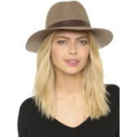 HAT‎ ATTACK fedora tan wool hat with brown leather strap detail main image 7